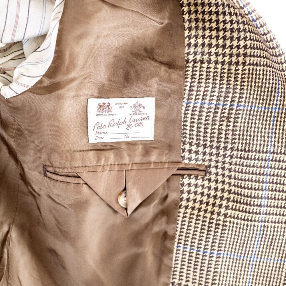 NWT Polo Ralph Lauren Womens Glen Plaid Linen Double-Breasted Blazer Coat Size 6 - Picture 7 of 8